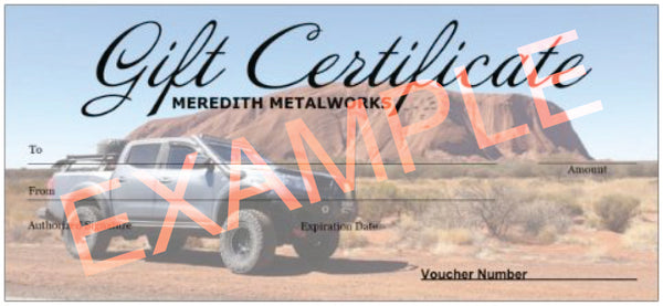 Hard Copy Gift Certificate